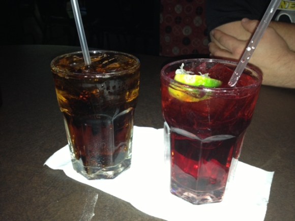 cocktails by candlelight...errr...the glow of TVs